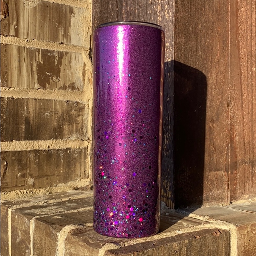Purple Glittered Tumbler